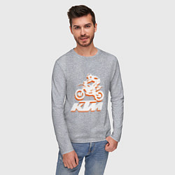 Лонгслив хлопковый мужской KTM белый, цвет: меланж — фото 2