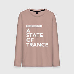 Лонгслив хлопковый мужской Together in A State of Trance, цвет: пыльно-розовый