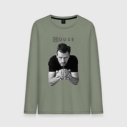Лонгслив хлопковый мужской House Brain, цвет: авокадо