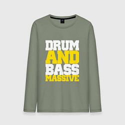 Лонгслив хлопковый мужской DRUM AND BASS MASSIVE, цвет: авокадо