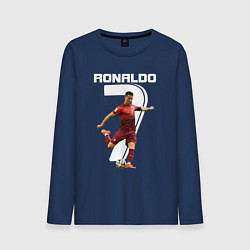 Лонгслив хлопковый мужской Ronaldo 07, цвет: тёмно-синий