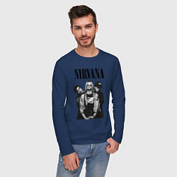 Лонгслив хлопковый мужской Nirvana Group, цвет: тёмно-синий — фото 2