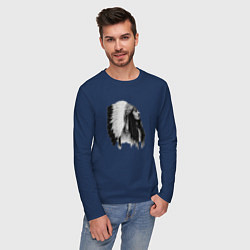Лонгслив хлопковый мужской Джонни Депп, цвет: тёмно-синий — фото 2