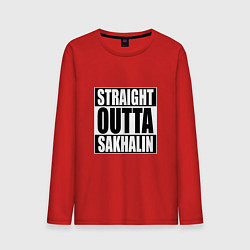 Лонгслив хлопковый мужской Straight Outta Sakhalin, цвет: красный