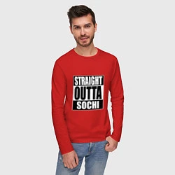 Лонгслив хлопковый мужской Straight Outta Sochi, цвет: красный — фото 2