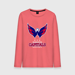 Лонгслив хлопковый мужской Washington Capitals, цвет: коралловый