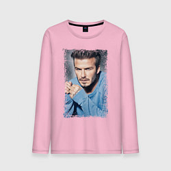 Лонгслив хлопковый мужской David Beckham: Portrait цвета светло-розовый — фото 1