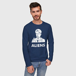 Лонгслив хлопковый мужской Mulder Aliens, цвет: тёмно-синий — фото 2