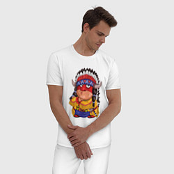 Пижама хлопковая мужская Забавные Индейцы 11, цвет: белый — фото 2