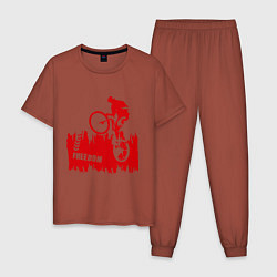 Пижама хлопковая мужская Велосипед, цвет: кирпичный