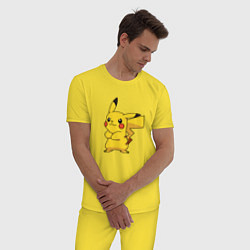 Пижама хлопковая мужская Злой Пикачу, цвет: желтый — фото 2
