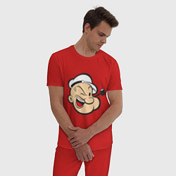 Пижама хлопковая мужская Popeye Face, цвет: красный — фото 2