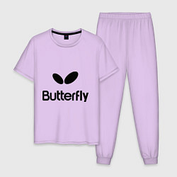 Пижама хлопковая мужская Butterfly Logo, цвет: лаванда