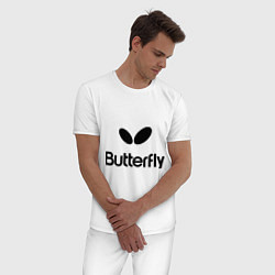 Пижама хлопковая мужская Butterfly Logo, цвет: белый — фото 2