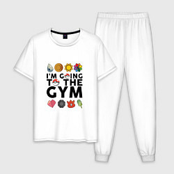 Пижама хлопковая мужская Pokemon Im going to the gym (black), цвет: белый