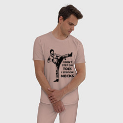 Пижама хлопковая мужская Чак Норрис вертушку сделал, цвет: пыльно-розовый — фото 2