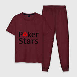 Пижама хлопковая мужская Poker Stars, цвет: меланж-бордовый