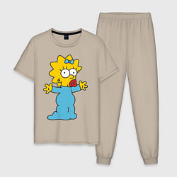 Пижама хлопковая мужская Maggie Simpson, цвет: миндальный