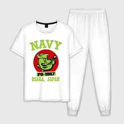 Пижама хлопковая мужская Navy: Po-1967, цвет: белый