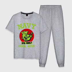 Пижама хлопковая мужская Navy: Po-1967, цвет: меланж