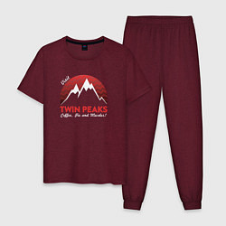 Пижама хлопковая мужская Twin Peaks: Pie & Murder, цвет: меланж-бордовый