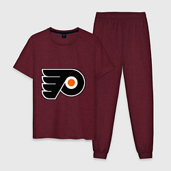 Пижама хлопковая мужская Philadelphia Flyers, цвет: меланж-бордовый