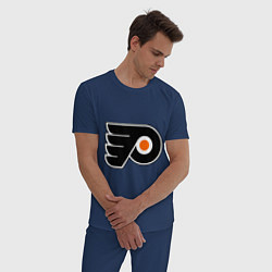 Пижама хлопковая мужская Philadelphia Flyers, цвет: тёмно-синий — фото 2