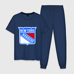 Пижама хлопковая мужская New York Rangers, цвет: тёмно-синий