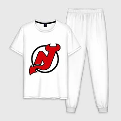 Пижама хлопковая мужская New Jersey Devils, цвет: белый