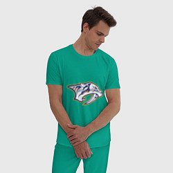 Пижама хлопковая мужская Nashville Predators, цвет: зеленый — фото 2
