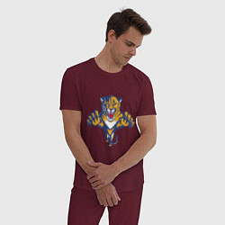 Пижама хлопковая мужская Florida Panthers, цвет: меланж-бордовый — фото 2