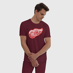 Пижама хлопковая мужская Detroit Red Wings, цвет: меланж-бордовый — фото 2