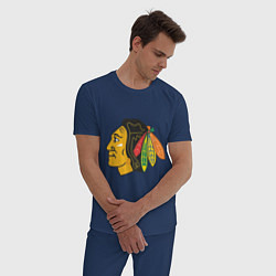Пижама хлопковая мужская Chicago Blackhawks, цвет: тёмно-синий — фото 2
