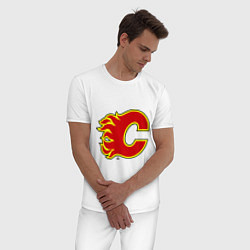 Пижама хлопковая мужская Calgary Flames, цвет: белый — фото 2