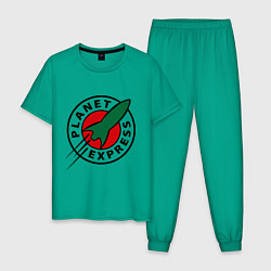 Пижама хлопковая мужская Planet Express, цвет: зеленый
