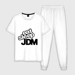 Пижама хлопковая мужская Eat sleep jdm, цвет: белый