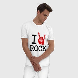 Пижама хлопковая мужская I love rock, цвет: белый — фото 2