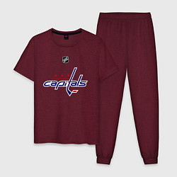 Пижама хлопковая мужская Washington Capitals: Ovechkin 8, цвет: меланж-бордовый