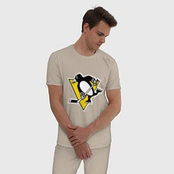 Пижама хлопковая мужская Pittsburgh Penguins: Malkin 71, цвет: миндальный — фото 2