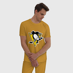 Пижама хлопковая мужская Pittsburgh Penguins: Malkin 71, цвет: горчичный — фото 2