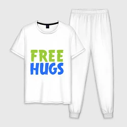 Пижама хлопковая мужская Объятия бесплатно, цвет: белый