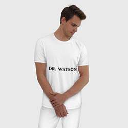 Пижама хлопковая мужская Dr. Watson, цвет: белый — фото 2