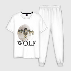 Пижама хлопковая мужская Wolf Pack, цвет: белый