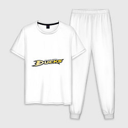 Пижама хлопковая мужская Anaheim Ducks: Selanne, цвет: белый