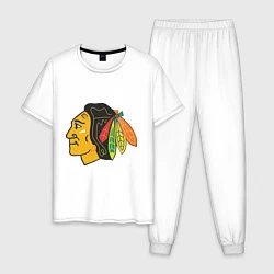 Пижама хлопковая мужская Chicago Blackhawks, цвет: белый