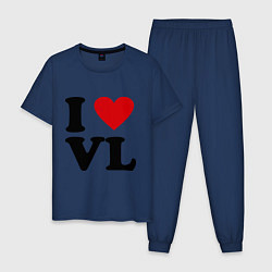 Пижама хлопковая мужская I love VL, цвет: тёмно-синий