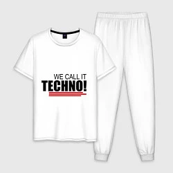 Пижама хлопковая мужская We call it Techno, цвет: белый