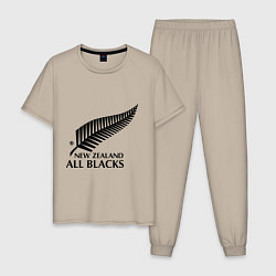 Пижама хлопковая мужская New Zeland: All blacks, цвет: миндальный