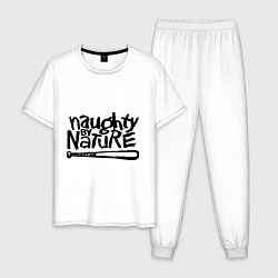 Пижама хлопковая мужская Naughty by nature, цвет: белый