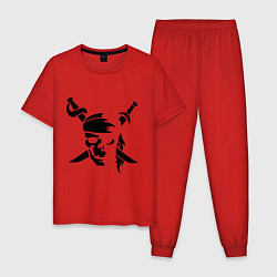 Пижама хлопковая мужская Пиратский знак, цвет: красный